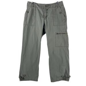 Eddie Bauer Womens Mercer Fit Cargo Capri Pants Tall 10 Gray Cotton Utility EUC